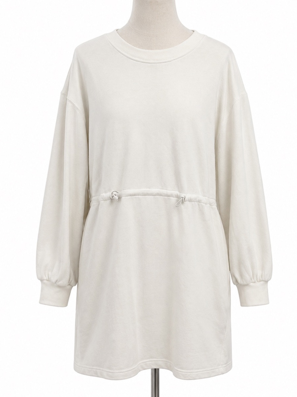 Alice & Olivia Heeda White French Terry Long Sleeve Cotton Dress Size Medium